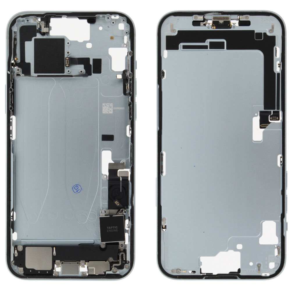 Middle Frame (Pulled B) incl. small parts - Blue, For iPhone 15 Plus