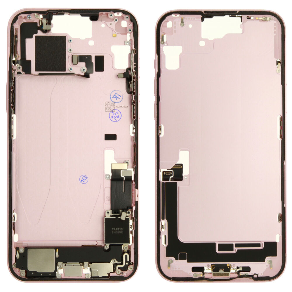 Middle Frame (Pulled B) incl. small parts - Pink, For iPhone 15 Plus