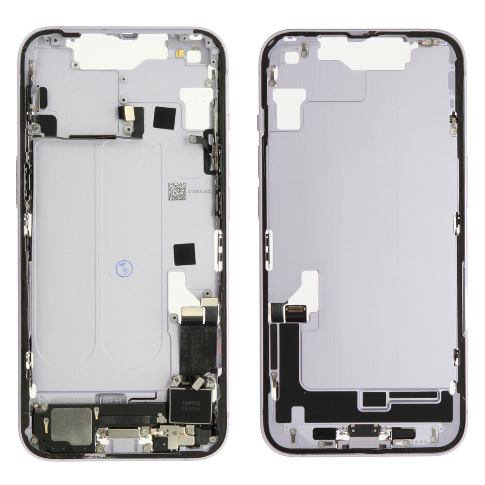 Middle Frame (Pulled C) incl. small parts - Purple, For iPhone 14