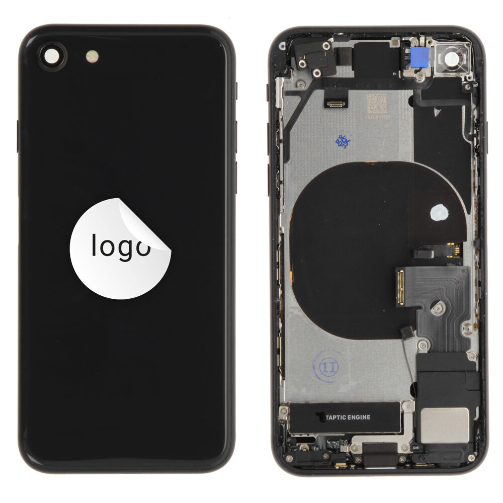 Rear Cover (Pulled A) incl. small parts - Black, For iPhone SE (2020)