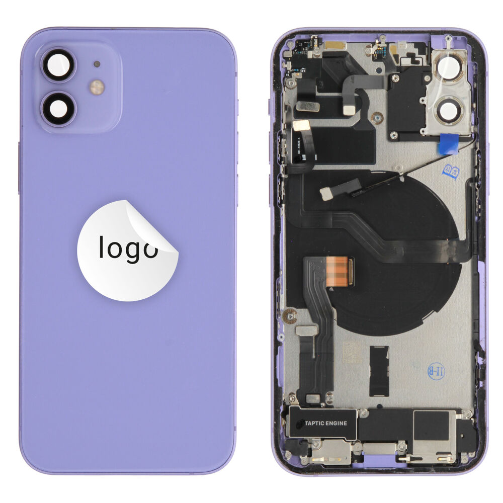 Rear Cover (Pulled B) incl. small parts - Purple, For iPhone 12