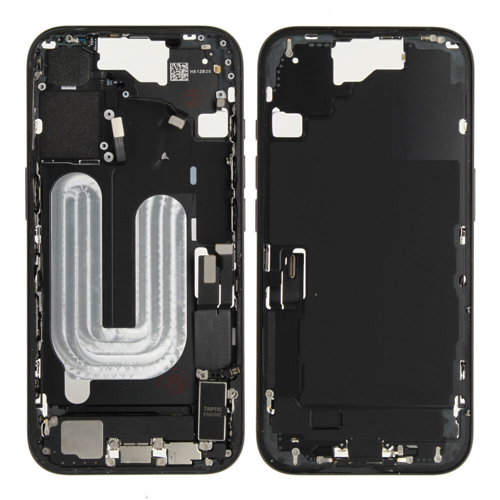 Middle Frame (Pulled A) incl. small parts - Black, For iPhone 16