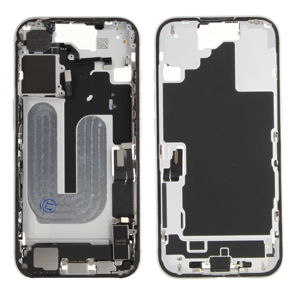 Middle frame incl. small parts (Pulled C) - White, For iPhone 16