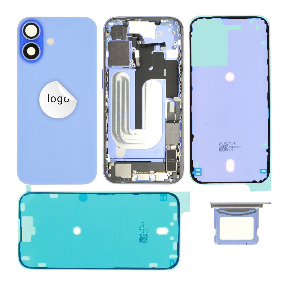 Rear Cover (Pulled C) incl. small parts - Blue, For iPhone 16