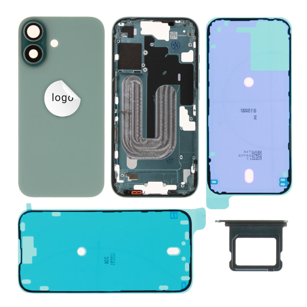 Rear Cover (Pulled A) excl. small parts - Green, For iPhone 16