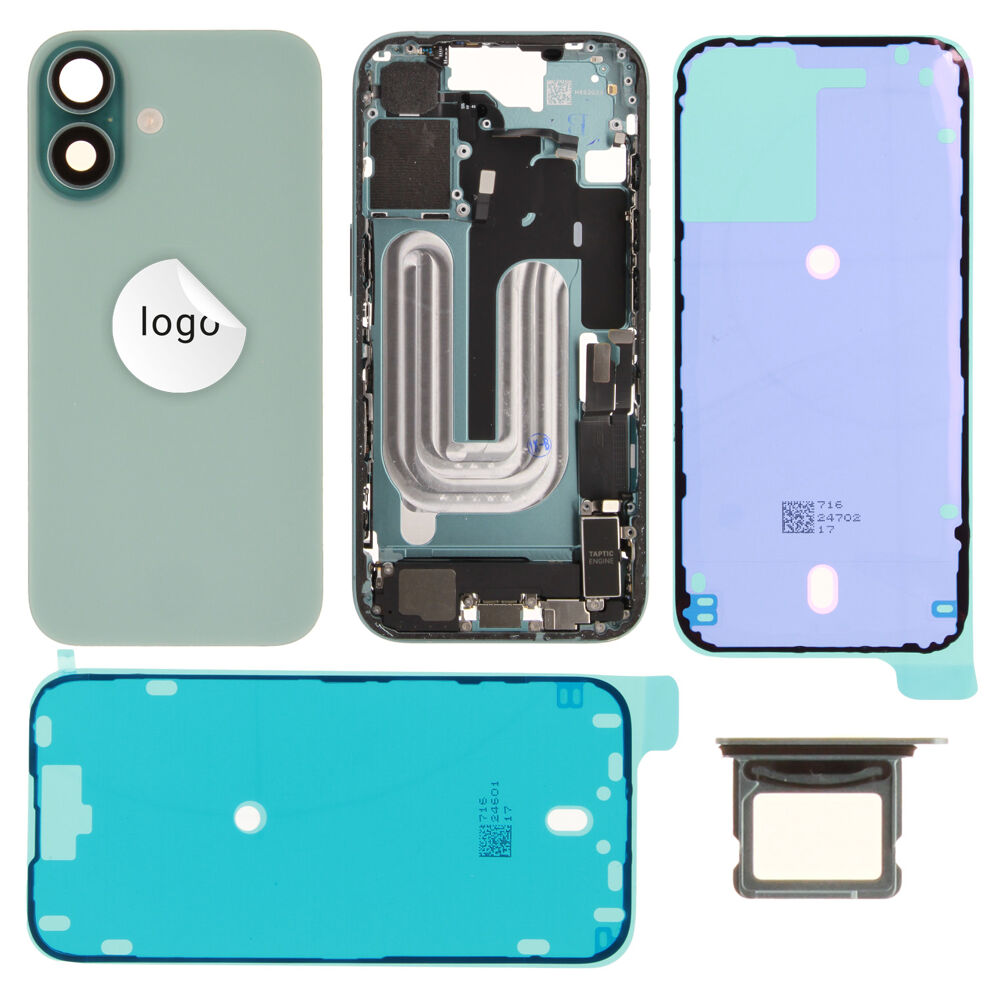 Rear Cover (Pulled A) incl. small parts - Green, For iPhone 16