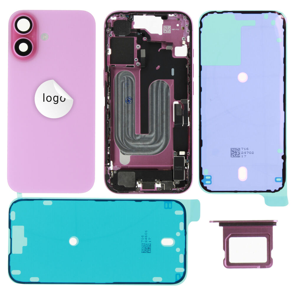 Rear Cover (Pulled B) incl. small parts - Pink, For iPhone 16
