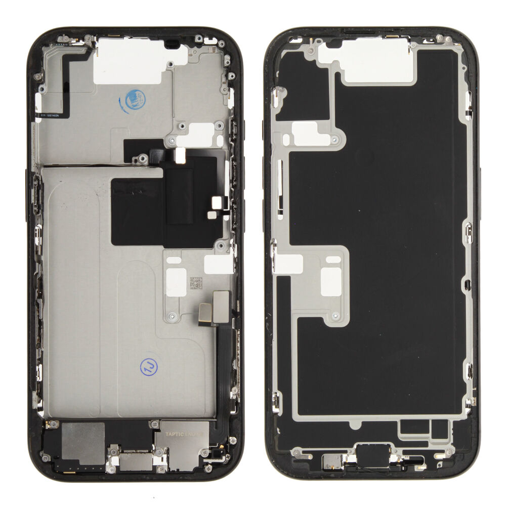 Middle Frame (Pulled A) incl. small parts - Black, For iPhone 16 Pro