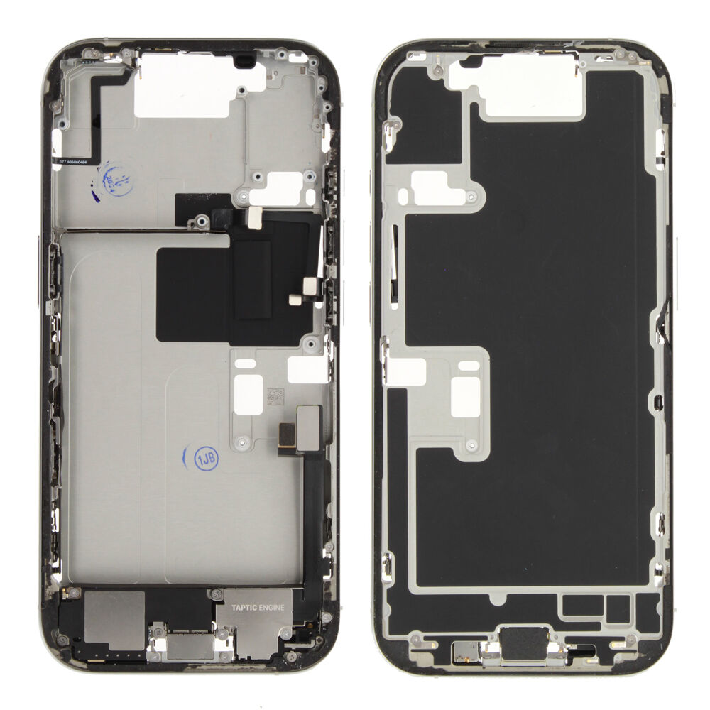 Middle Frame (Pulled A) incl. small parts - White, For iPhone 16 Pro