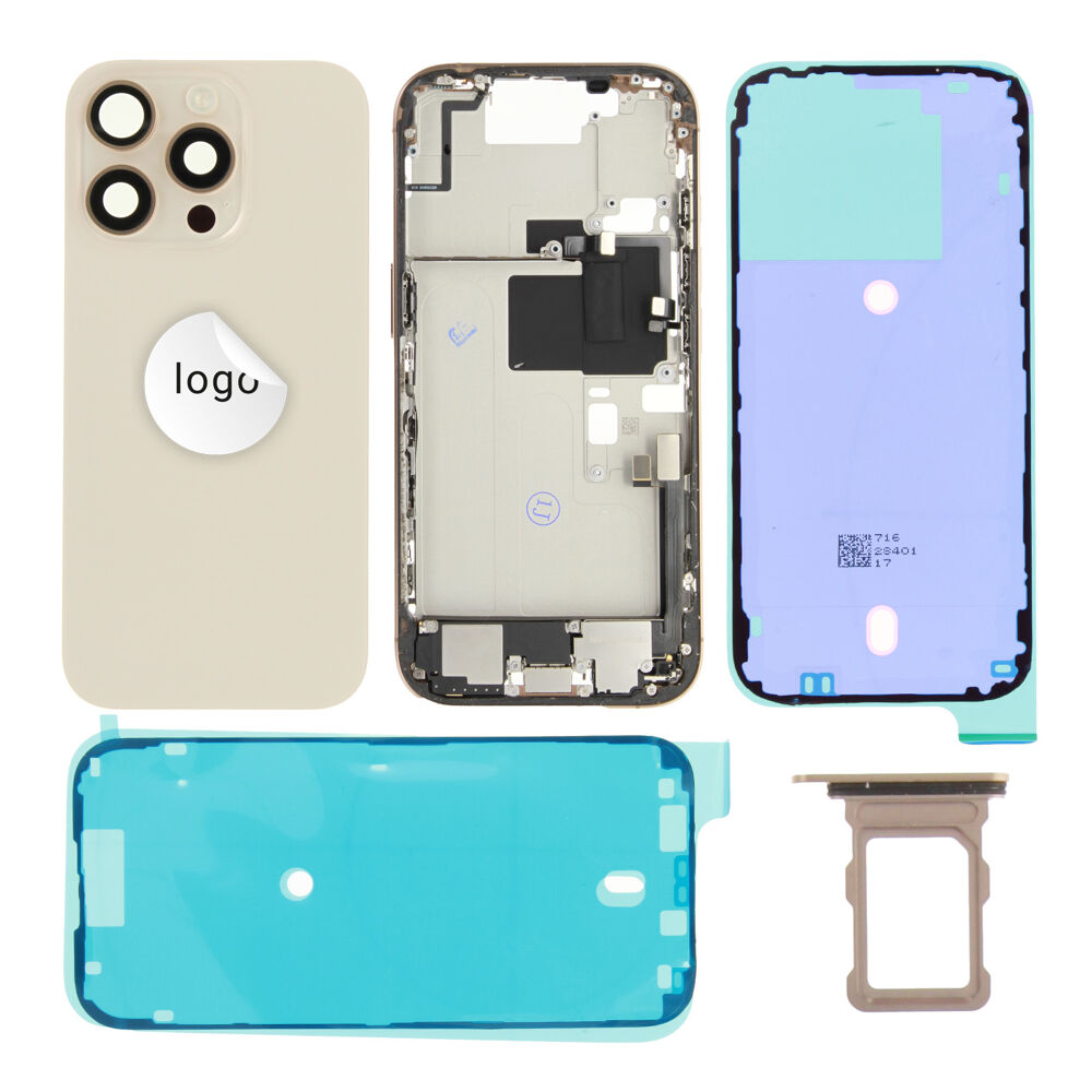 Rear Cover (Pulled C) incl. small parts - Desert Titanium, For iPhone 16 Pro