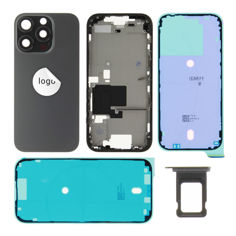 Rear Cover (Pulled A) excl. small parts - Black, For iPhone 16 Pro