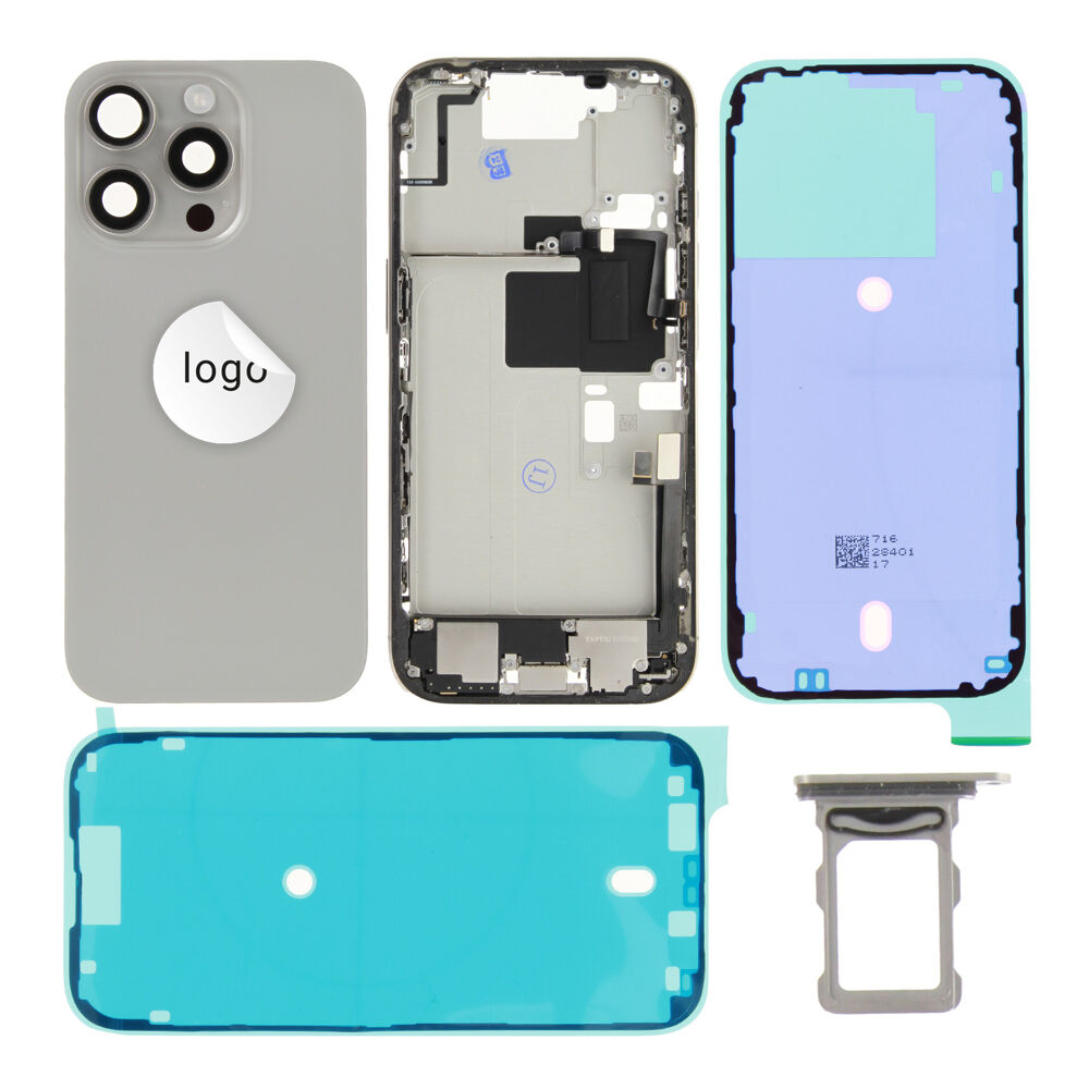 Rear Cover (Pulled A) incl. small parts - Grey, For iPhone 16 Pro