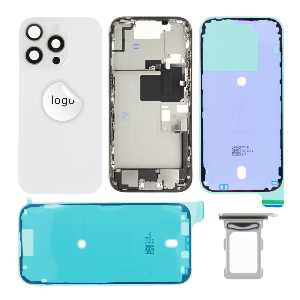 Rear Cover (Pulled A) incl. small parts - White, For iPhone 16 Pro