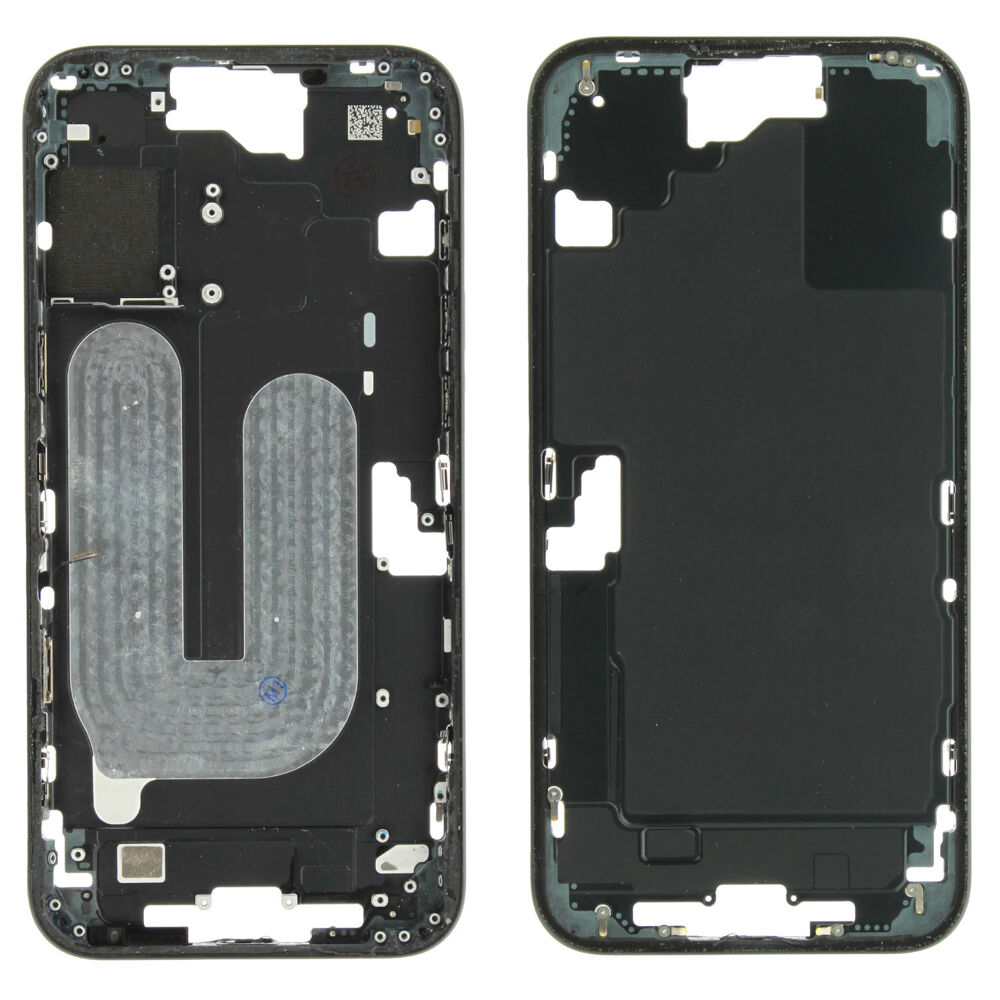 Middle Frame (Pulled A) excl. small parts - Black, For iPhone 16 Plus