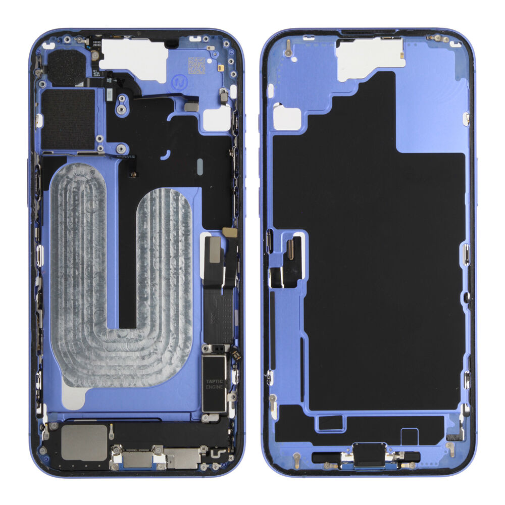 Middle Frame (Pulled C) incl. small parts - Blue, For iPhone 16 Plus