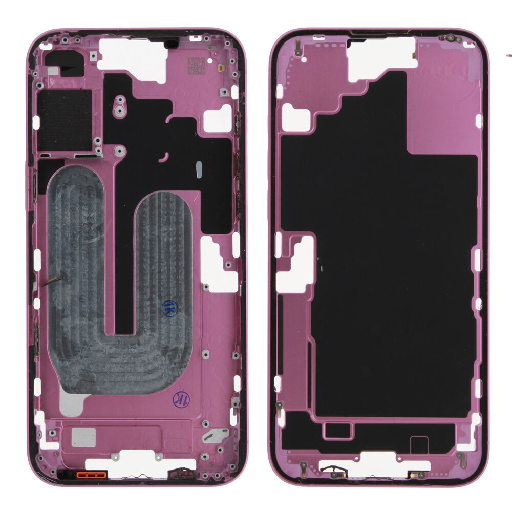 Middle Frame (Pulled A) excl. small parts - Pink, For iPhone 16 Plus
