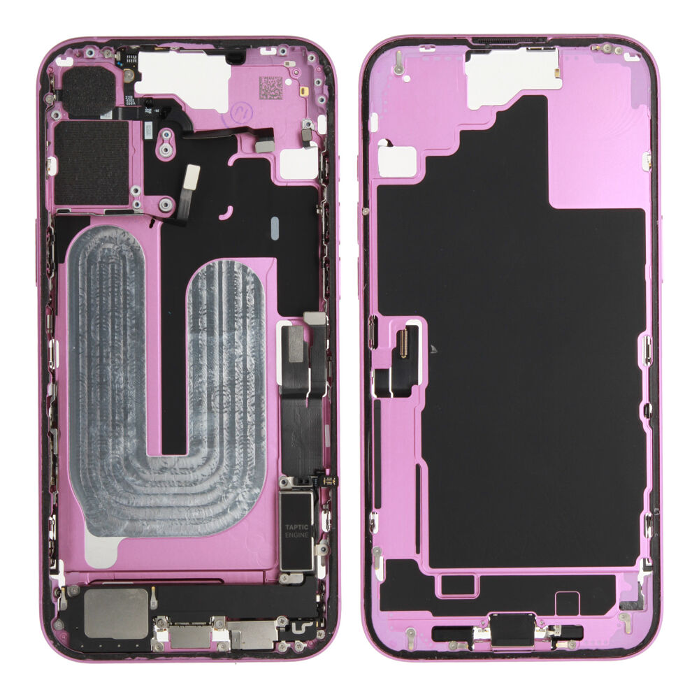 Middle Frame (Pulled C) incl. small parts - Pink, For iPhone 16 Plus