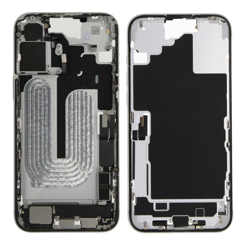 Middle Frame (Pulled C) incl. small parts - White, For iPhone 16 Plus