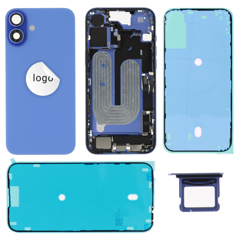 Rear Cover (Pulled B) incl. small parts - Blue, For iPhone 16 Plus