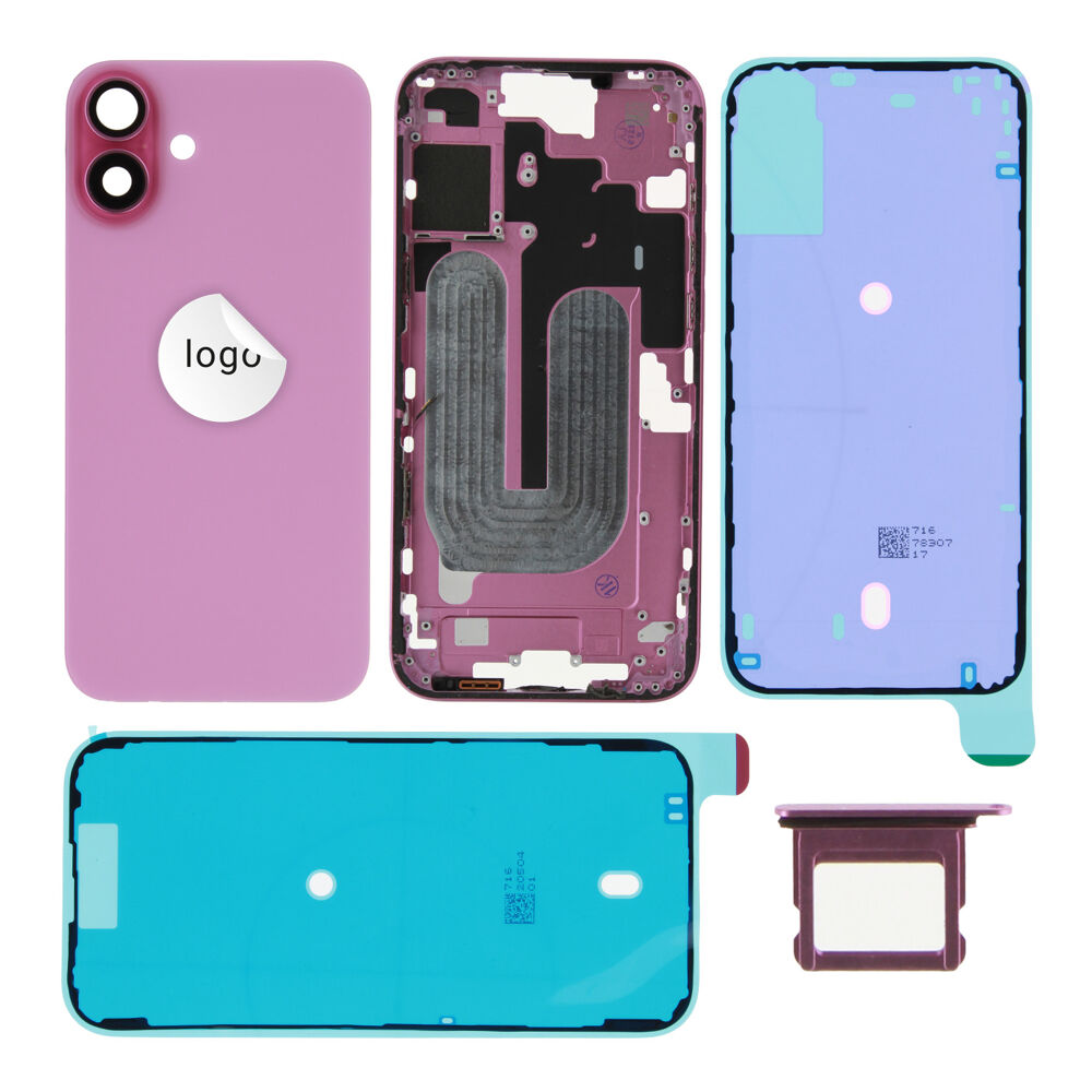 Rear Cover (Pulled A) excl. small parts - Pink, For iPhone 16 Plus
