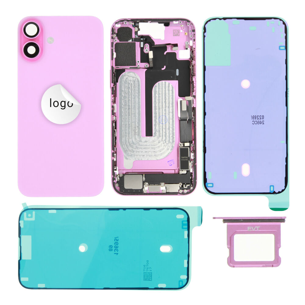 Rear Cover (Pulled B) incl. small parts - Pink, For iPhone 16 Plus