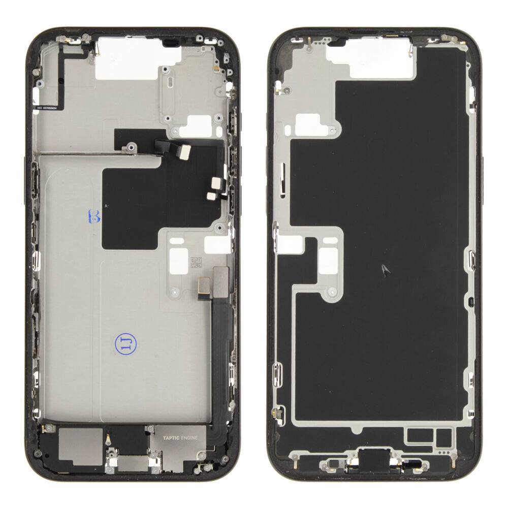 Middle frame incl. small parts (Pulled A) - Black, For iPhone 16 Pro Max