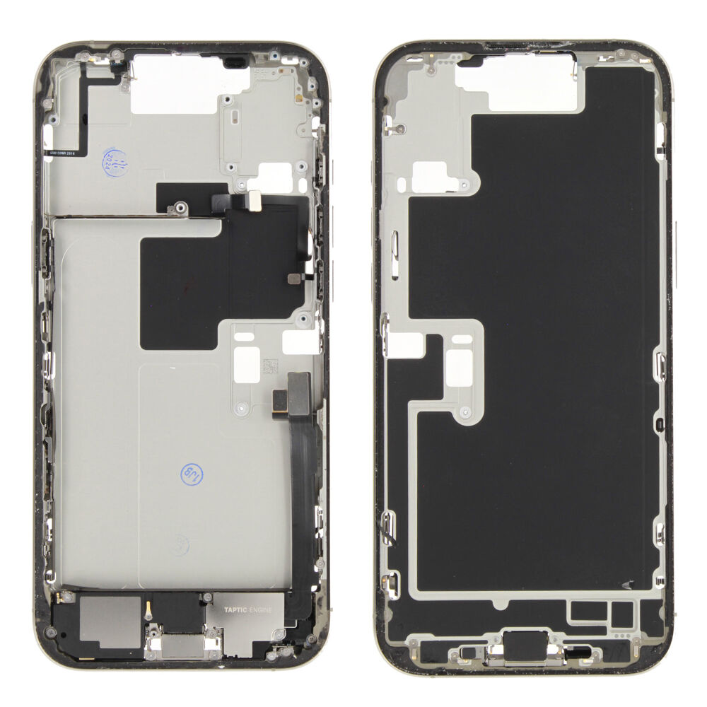 Middle frame incl. small parts (Pulled A) - Grey, For iPhone 16 Pro Max