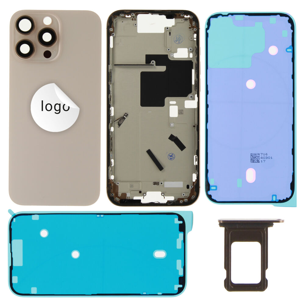 Rear Cover (Pulled A) excl. small parts - Desert Titanium, For iPhone 16 Pro Max