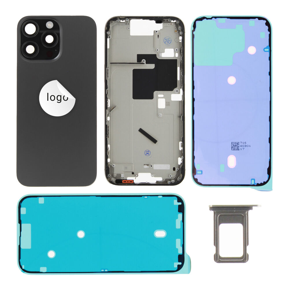 Rear Cover (Pulled A) excl. small parts - Black, For iPhone 16 Pro Max