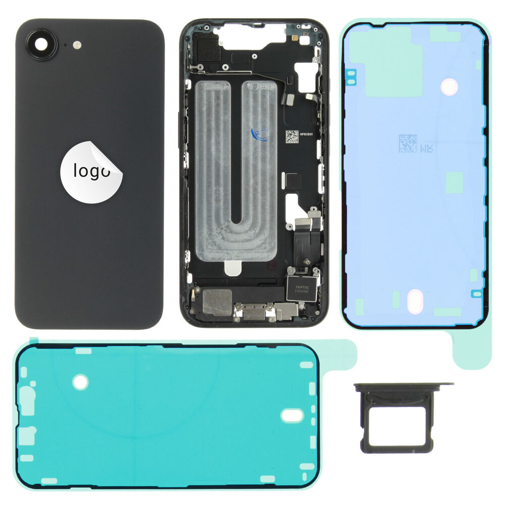 Rear Cover (Pulled B) incl. small parts - Black, For iPhone 16e