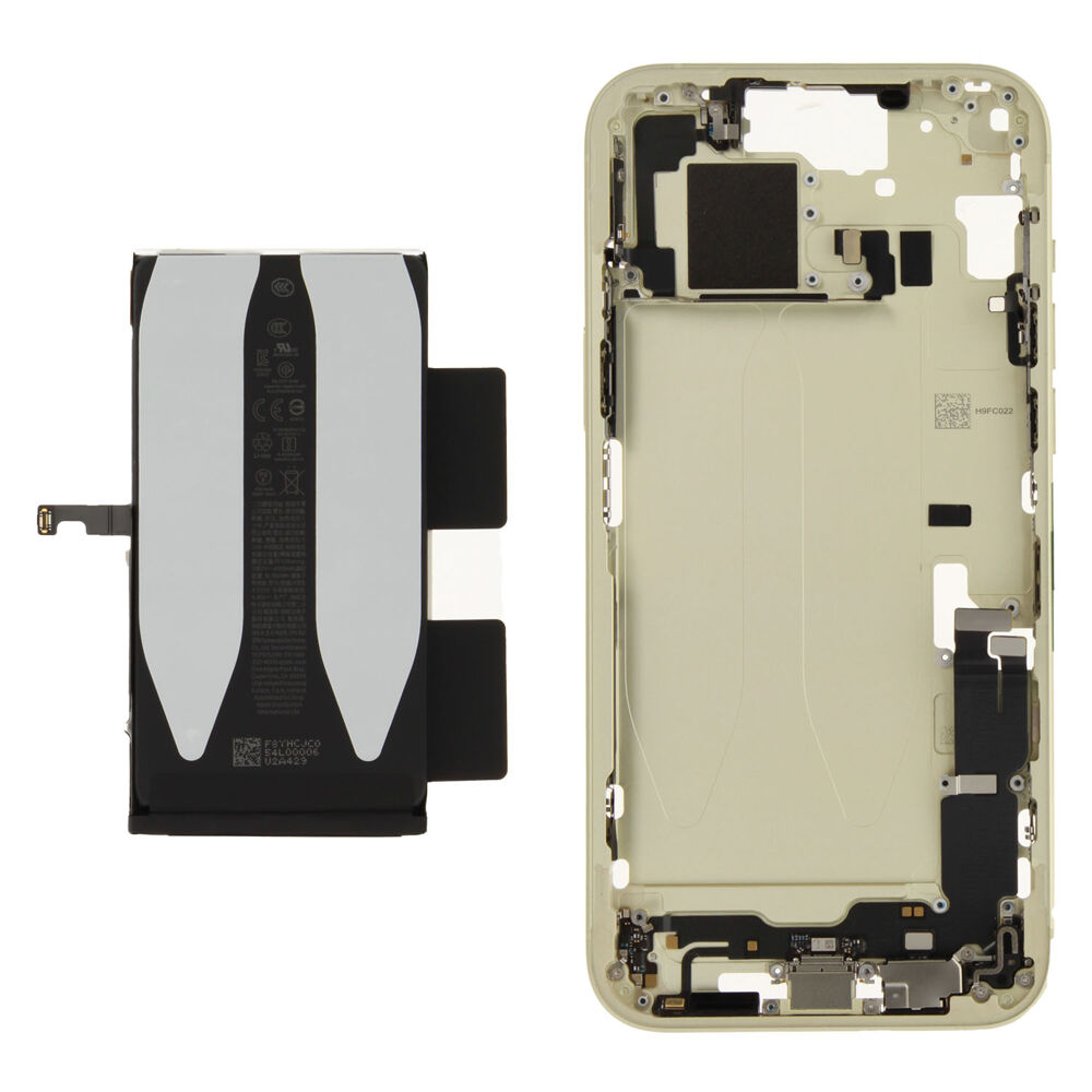 Middle Frame incl. battery (Original) - Yellow, Apple iPhone 15 Plus
