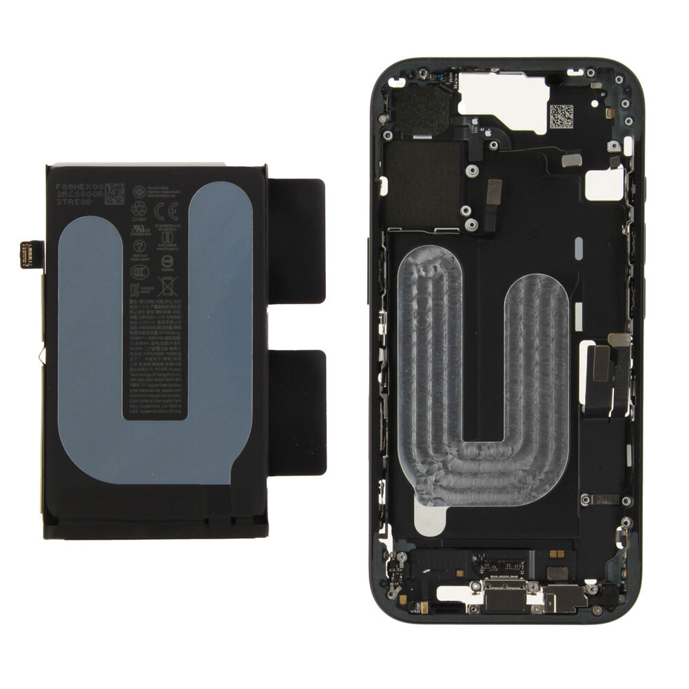 Middle Frame incl. battery (Original) - Black, Apple iPhone 16