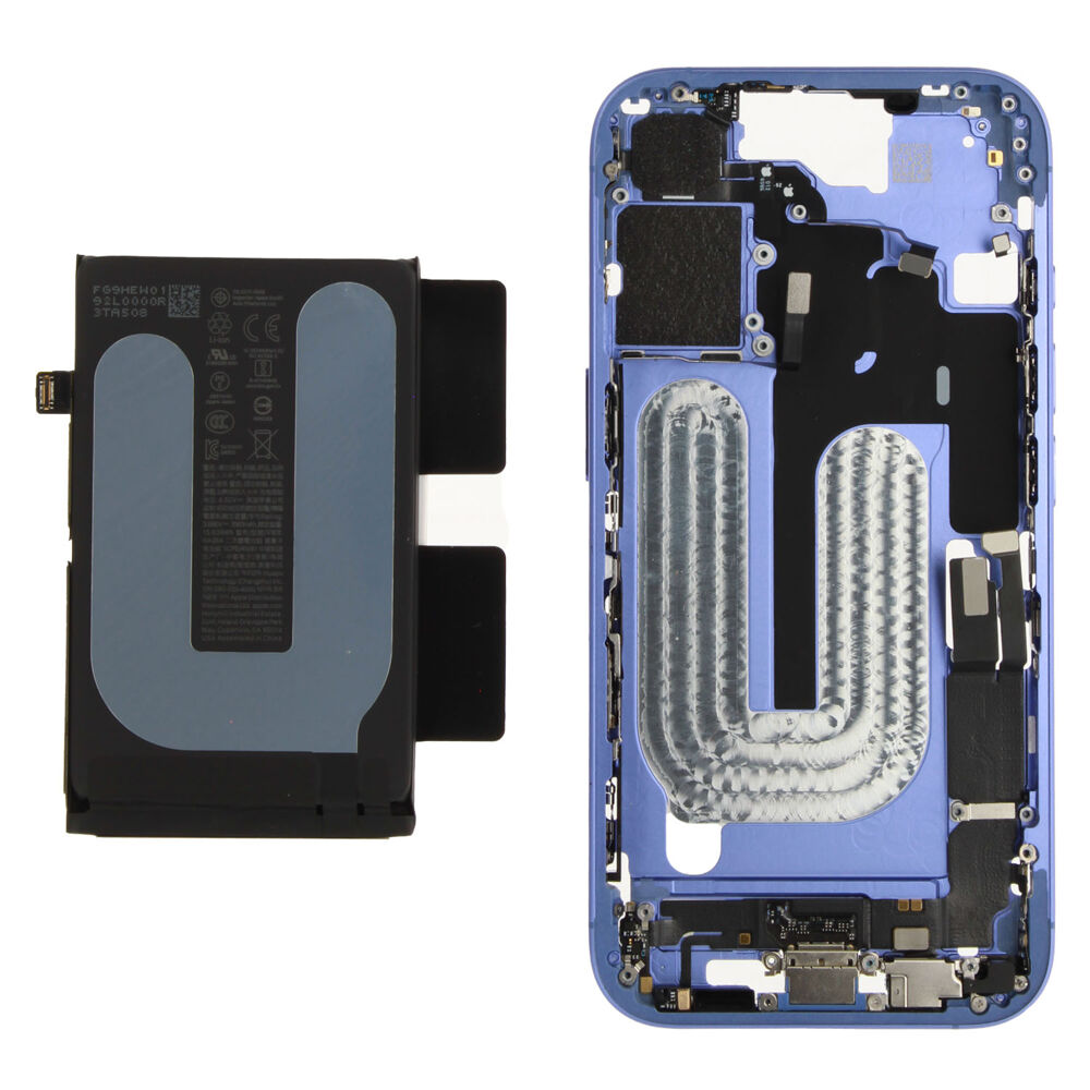 Middle Frame incl. battery (Original) - Blue, Apple iPhone 16
