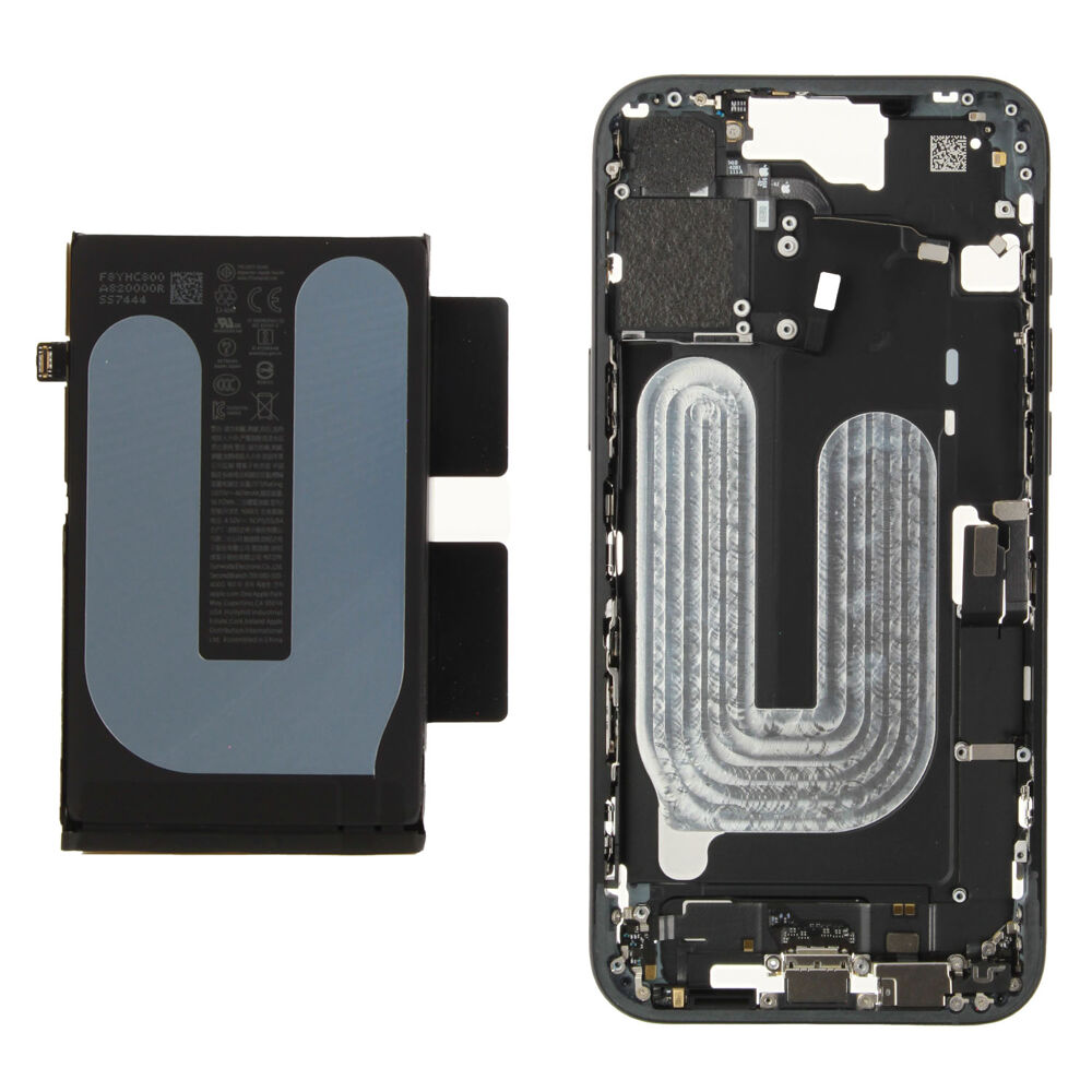 Middle Frame incl. battery (Original) - Black, Apple iPhone 16 Plus