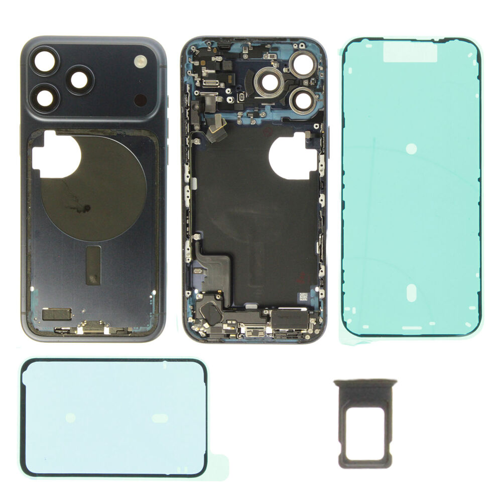 Middle Frame (Pulled A) incl. small parts - Dark Blue, For iPhone 17 Pro Max