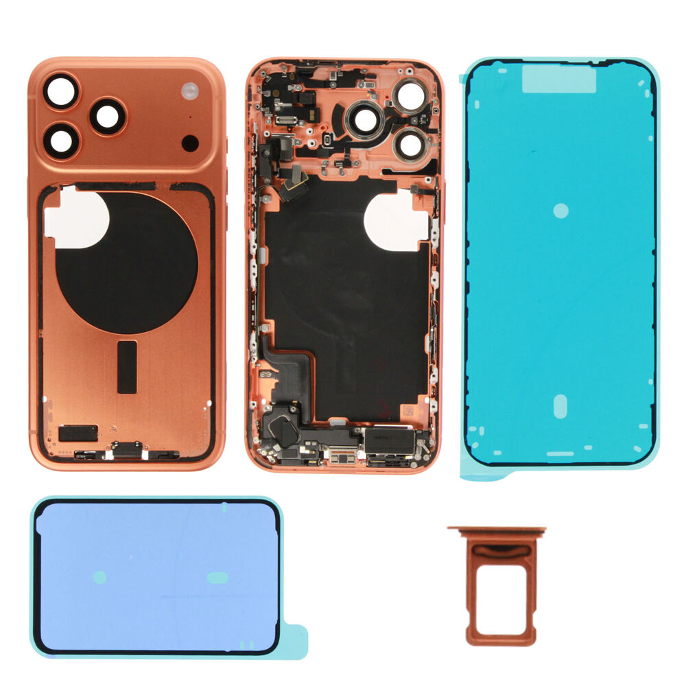 Middle frame incl. small parts (Pulled A) - Orange, For iPhone 17 Pro Max
