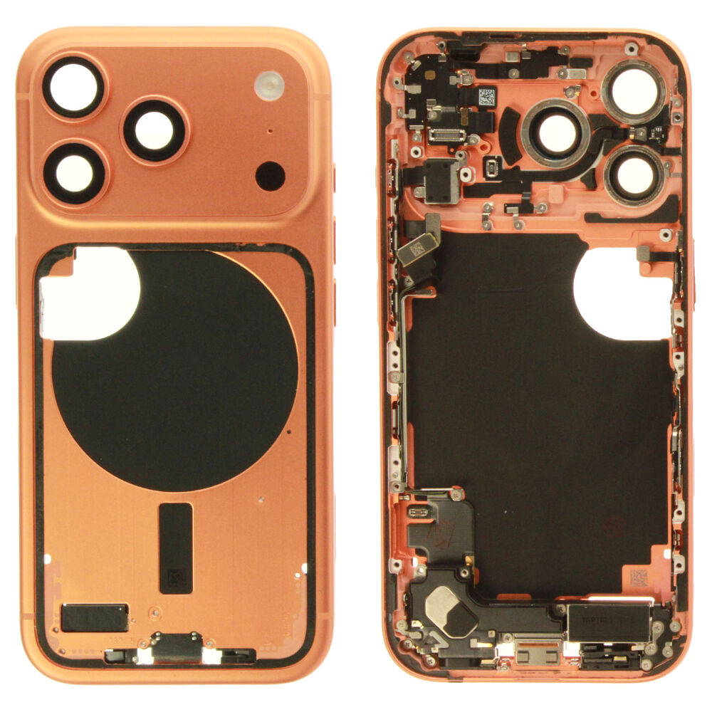 Middle frame incl. small parts (Pulled B) - Orange, For iPhone 17 Pro