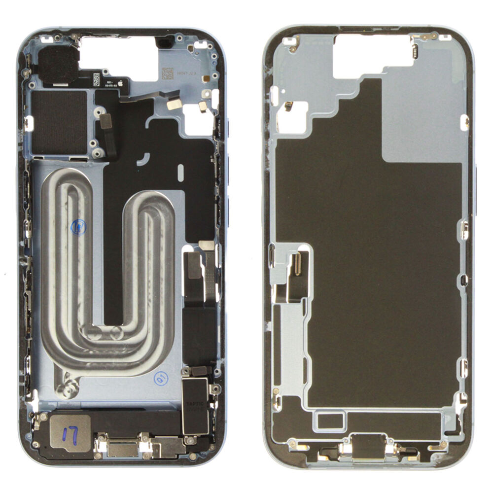 Middle frame incl. small parts (Pulled C) - Blue, For iPhone 17