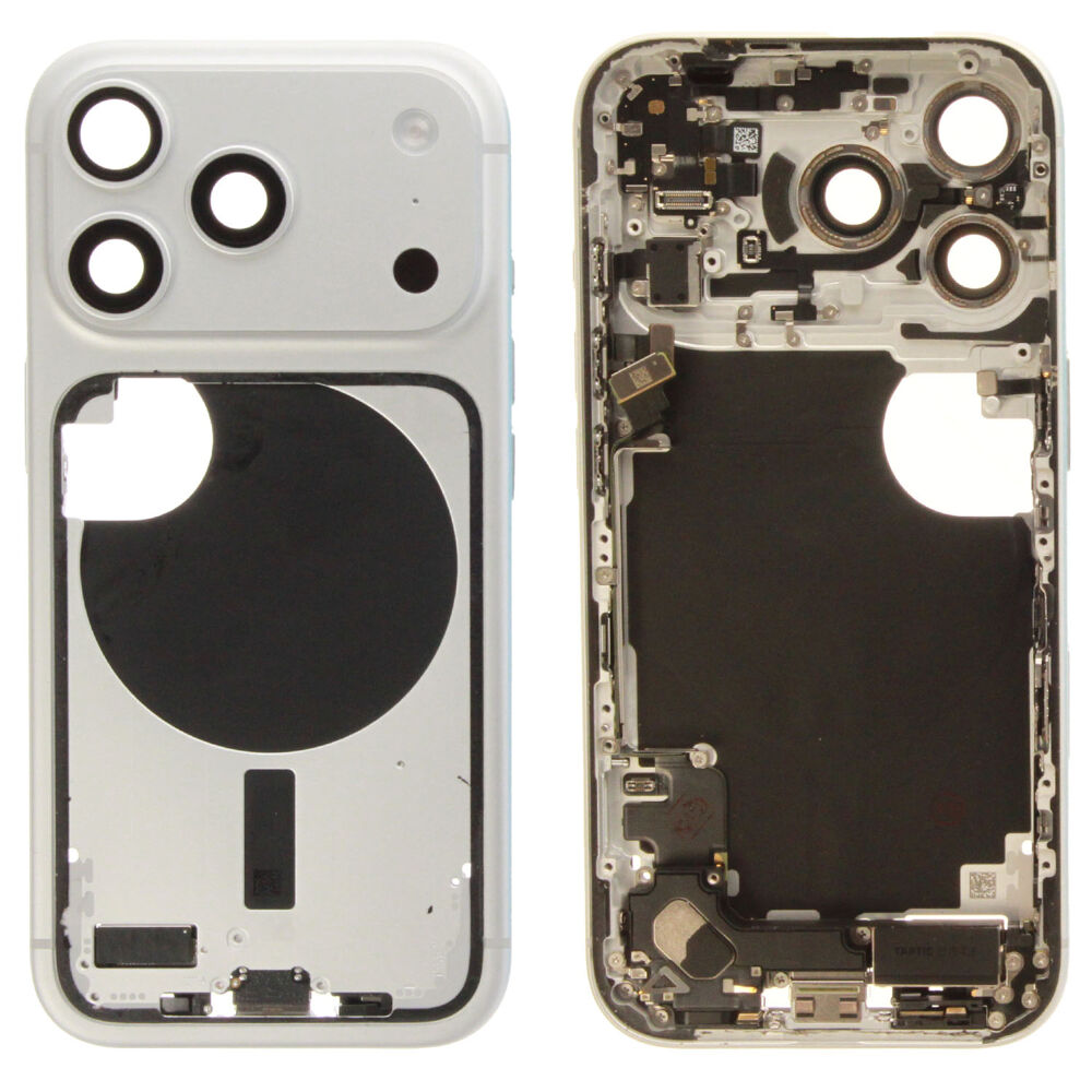 Middle frame incl. small parts (Pulled C) - Silver, For iPhone 17 Pro