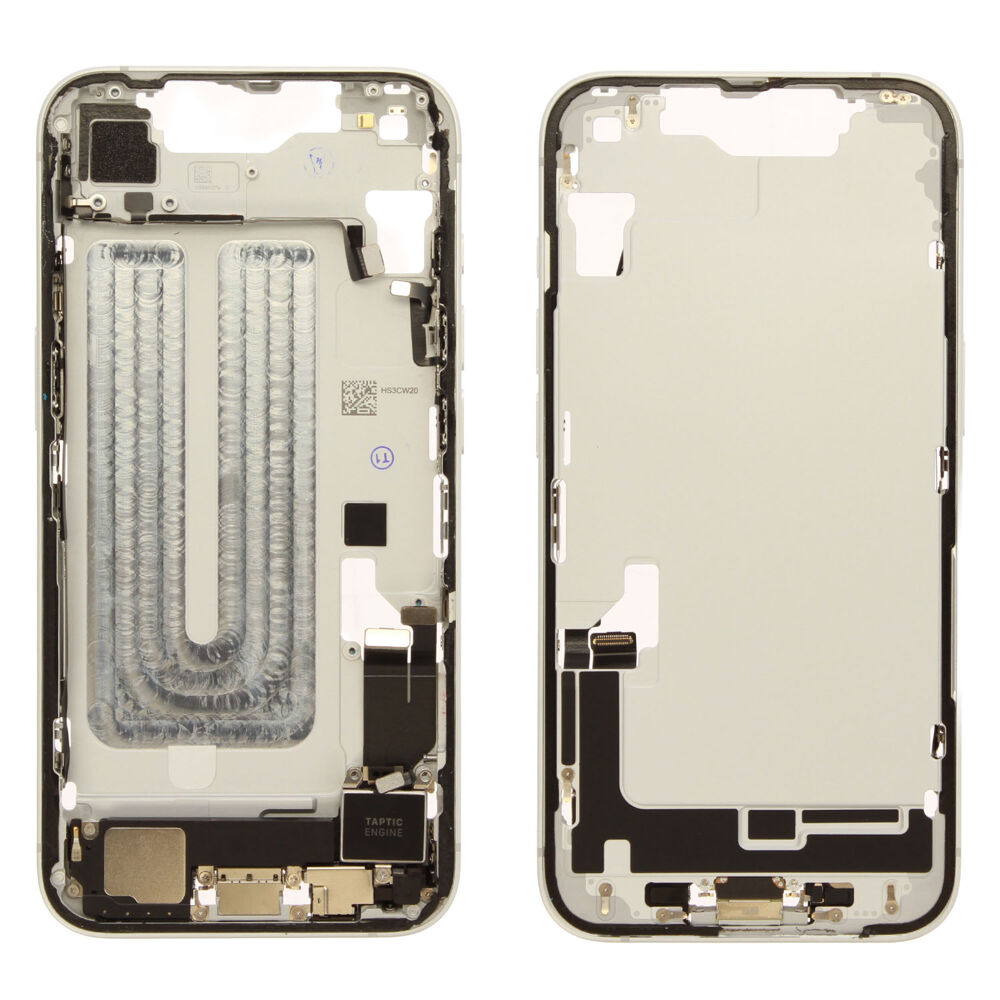 Middle frame incl. small parts (Pulled B) - White, For iPhone 17e