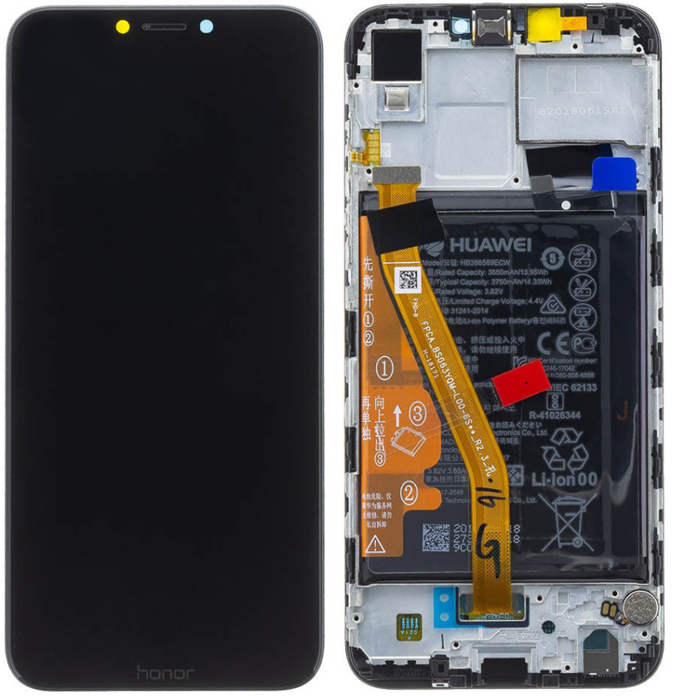 Módulo Pantalla Display incl. frame (Original) - Black, Honor Play Original Service Pack