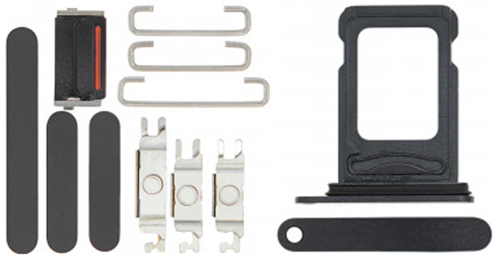 Keyset + Simcard Tray - Black, For iPhone 12