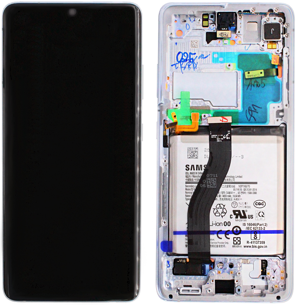 Módulo Pantalla Display incl. battery + cam (Original) - Phantom Silver, Samsung Galaxy S21 Ultra; SM-G998B Original Service Pack GH82-24591B