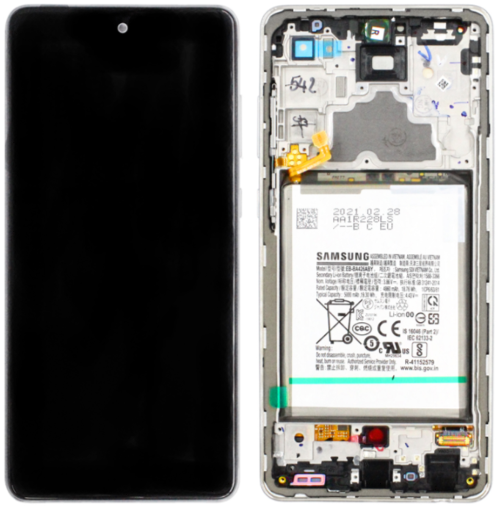 Módulo Pantalla Display incl. battery + cam (Original) - Awesome White, Samsung Galaxy A72 4G; SM-A725F Original Service Pack GH82-25541D